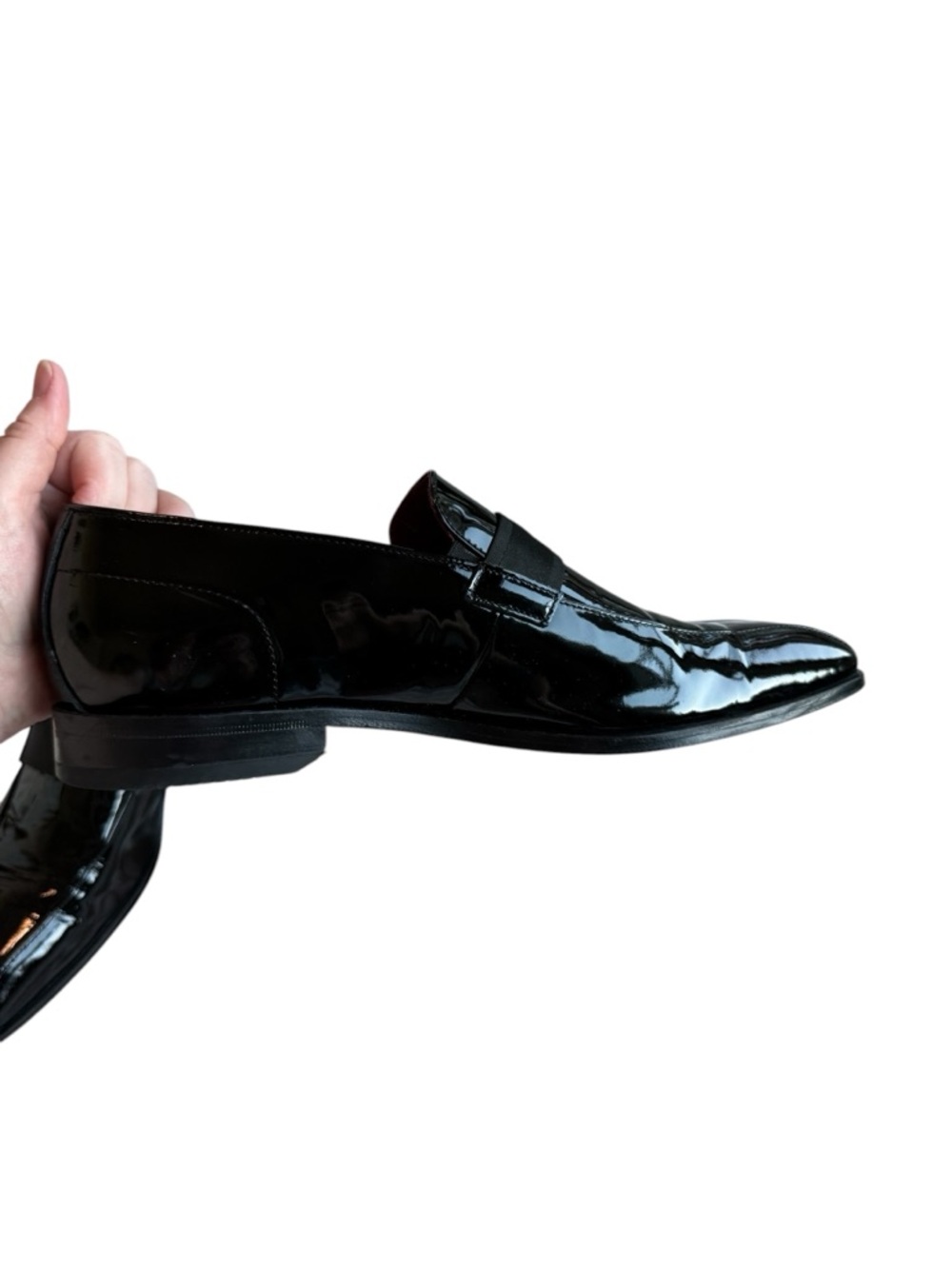 Boss Black Patent Leather Slip-On Loafers with Elastic Strap - Picture 8 of 16